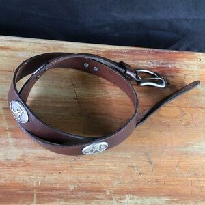 Eagle Wings Alabama Crimson Tide Brown Leather Belt Silver Metal A Conchos 38